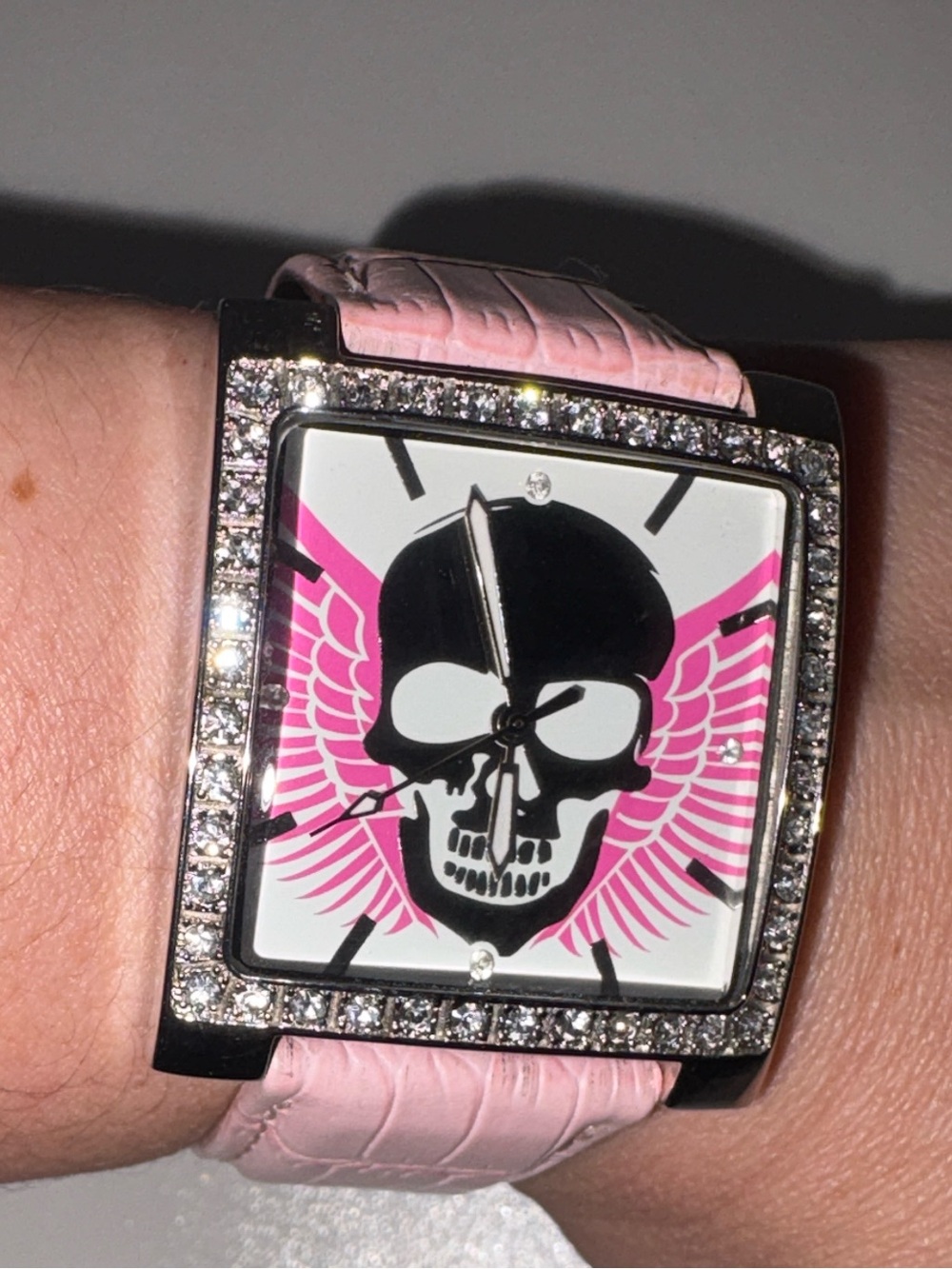 RAM - Highway Honey Pink Skull Accent Women's Leather Watch
